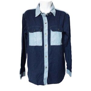 Madewell color blocked denim shirt, size S